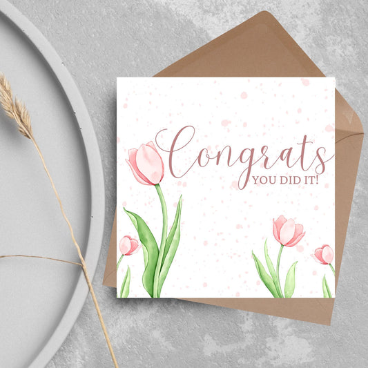 Congratulations Card, Card for Daughter, Card for Sister, Card for Wife, Tulips Congratulations Card, Celebration Card