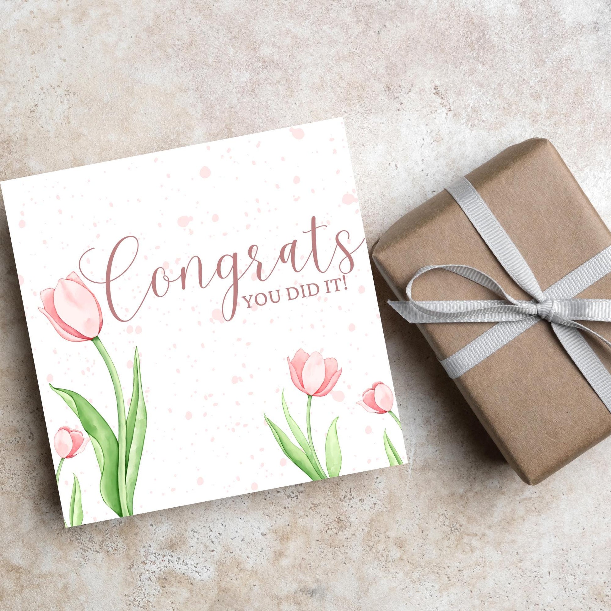 Congratulations Card, Card for Daughter, Card for Sister, Card for Wife, Tulips Congratulations Card, Celebration Card