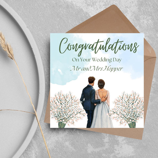 Personalised Wedding Congratulations Card, Mr & Mrs Wedding Card, Custom Name Wedding Card, Newlywed Card, Married Card, Wedding Day Card