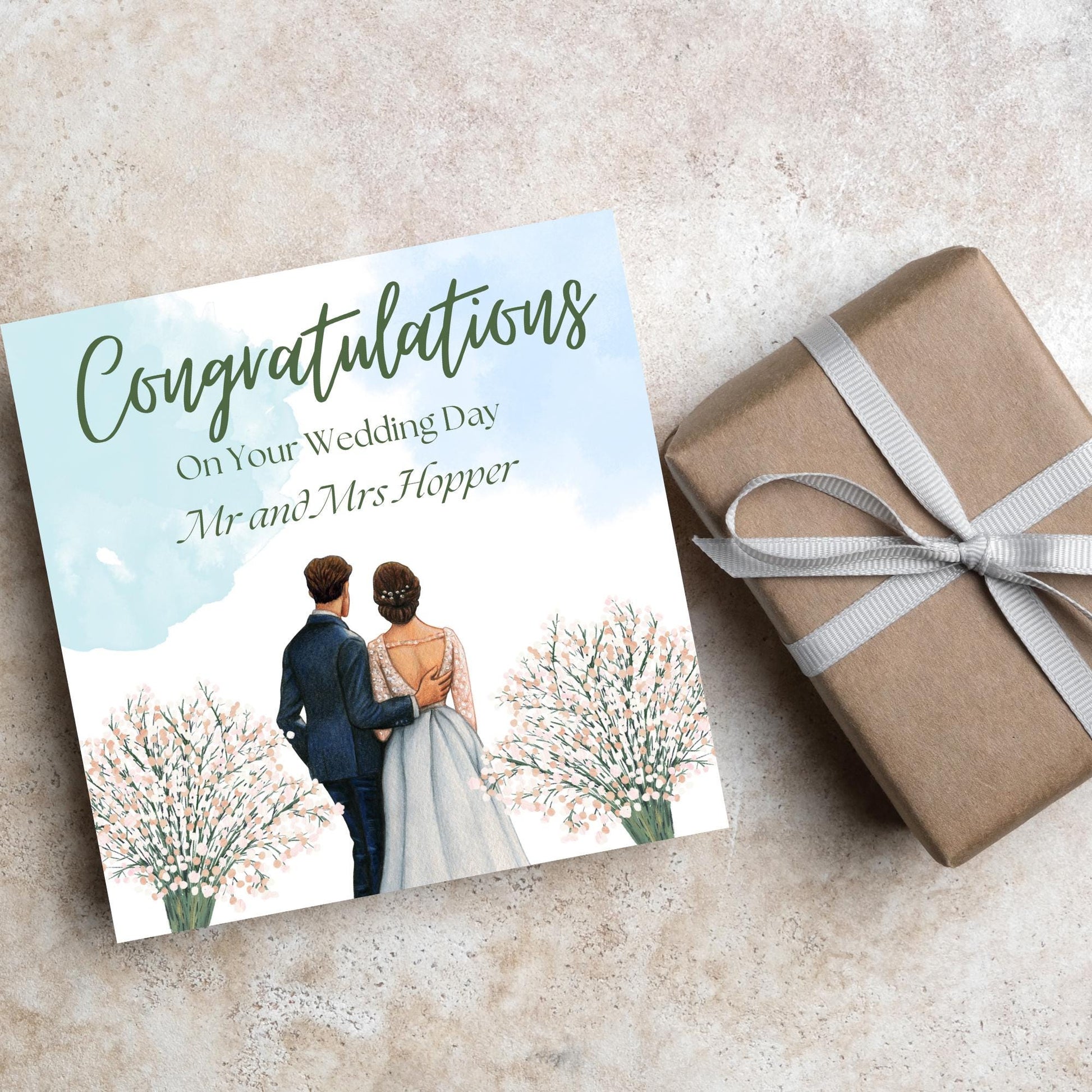 Personalised Wedding Congratulations Card, Mr & Mrs Wedding Card, Custom Name Wedding Card, Newlywed Card, Married Card, Wedding Day Card