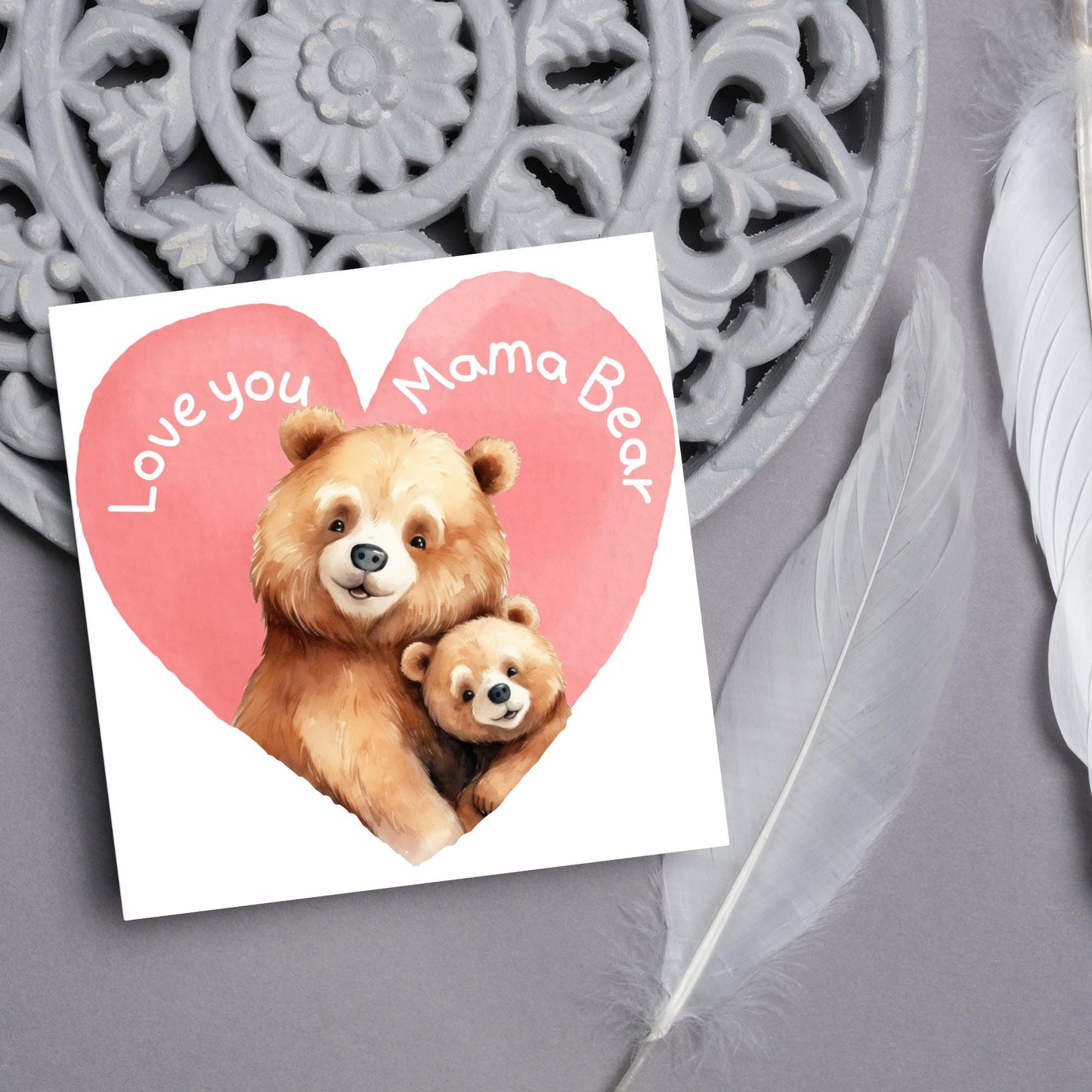 Bear Mothers Day Card, Cute Card for Mum, Greetings Card, Happy Mothers Day, Mama Bear, Card for Mother
