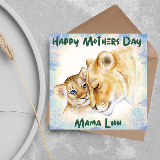 Lion Mothers Day Card, Cute Card for Mum, Greetings Card, Happy Mothers Day, Mama Lion, Card for Mother
