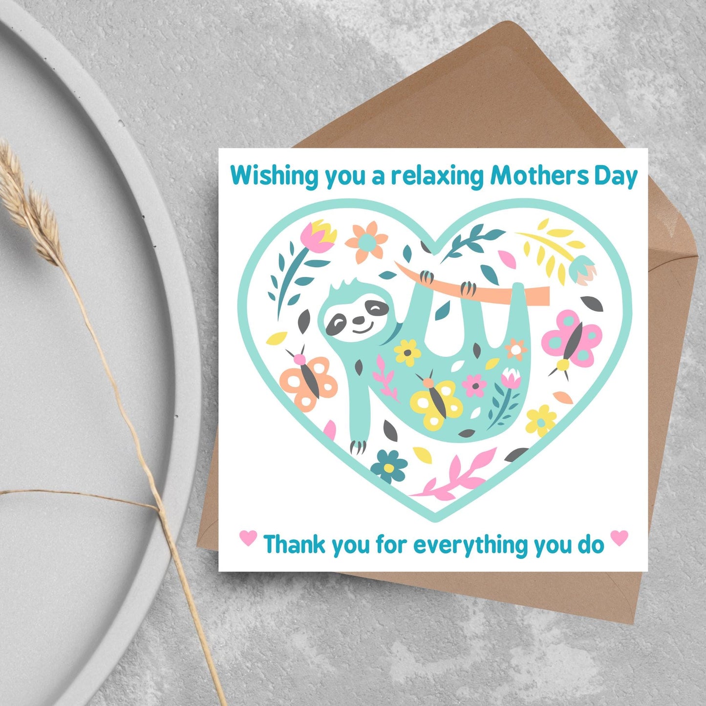 Sloth Mothers Day Card, Cute Card for Mum, Greetings Card, Happy Mothers Day, Card for Mother, Mam Card, Thanks Mum Card