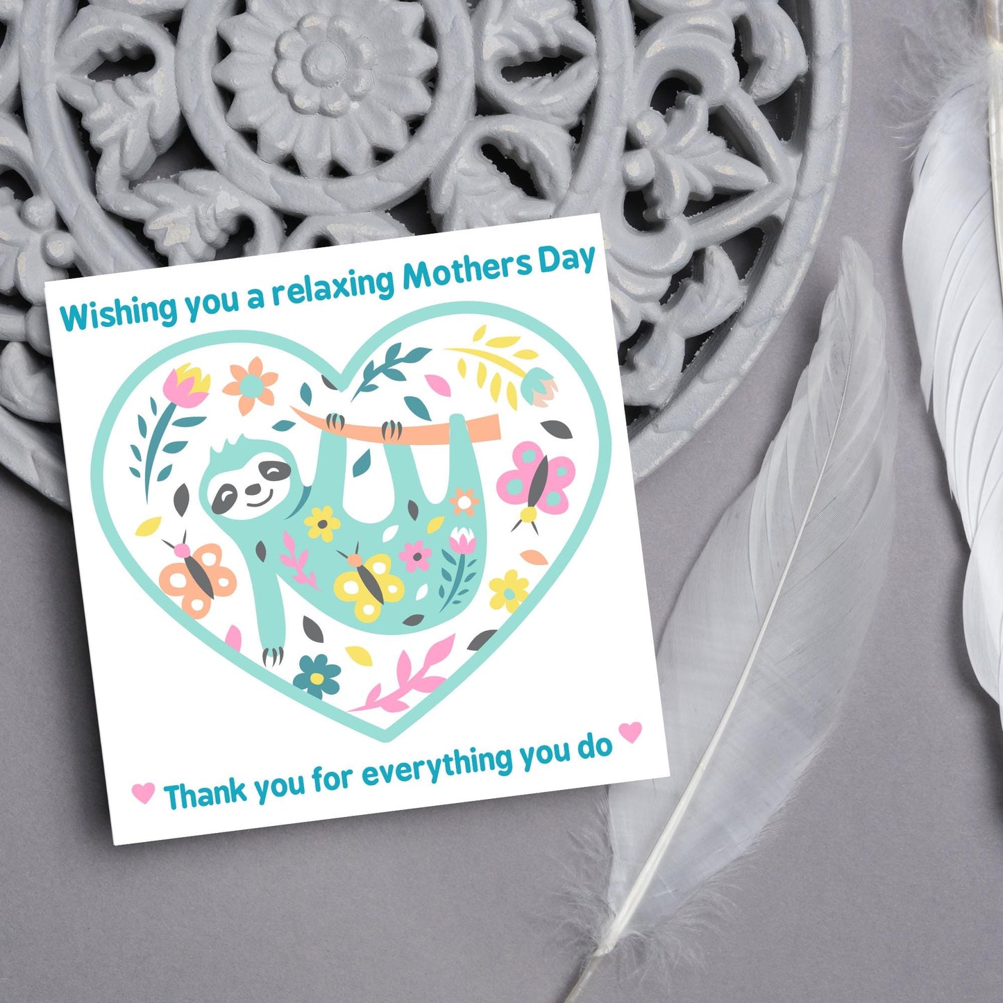 Sloth Mothers Day Card, Cute Card for Mum, Greetings Card, Happy Mothers Day, Card for Mother, Mam Card, Thanks Mum Card