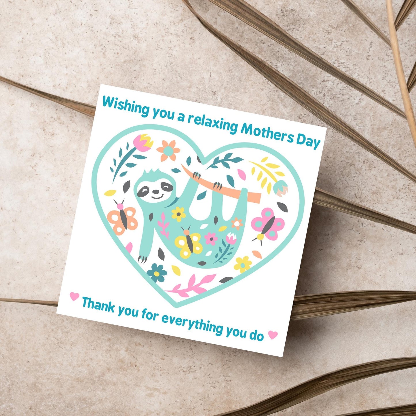 Sloth Mothers Day Card, Cute Card for Mum, Greetings Card, Happy Mothers Day, Card for Mother, Mam Card, Thanks Mum Card