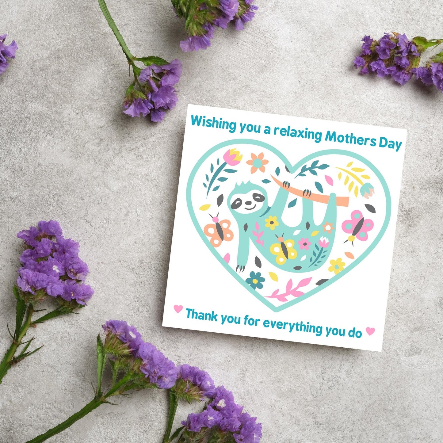 Sloth Mothers Day Card, Cute Card for Mum, Greetings Card, Happy Mothers Day, Card for Mother, Mam Card, Thanks Mum Card