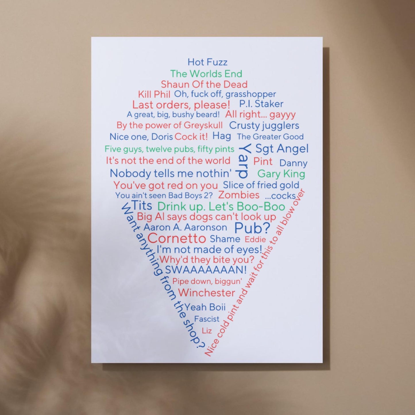 Cornetto Trilogy Wall Art, A4 Print, High Quality Poster, Hot Fuzz Poster, Shaun of the Dead, Worlds End, Edgar Wright Movie Quotes
