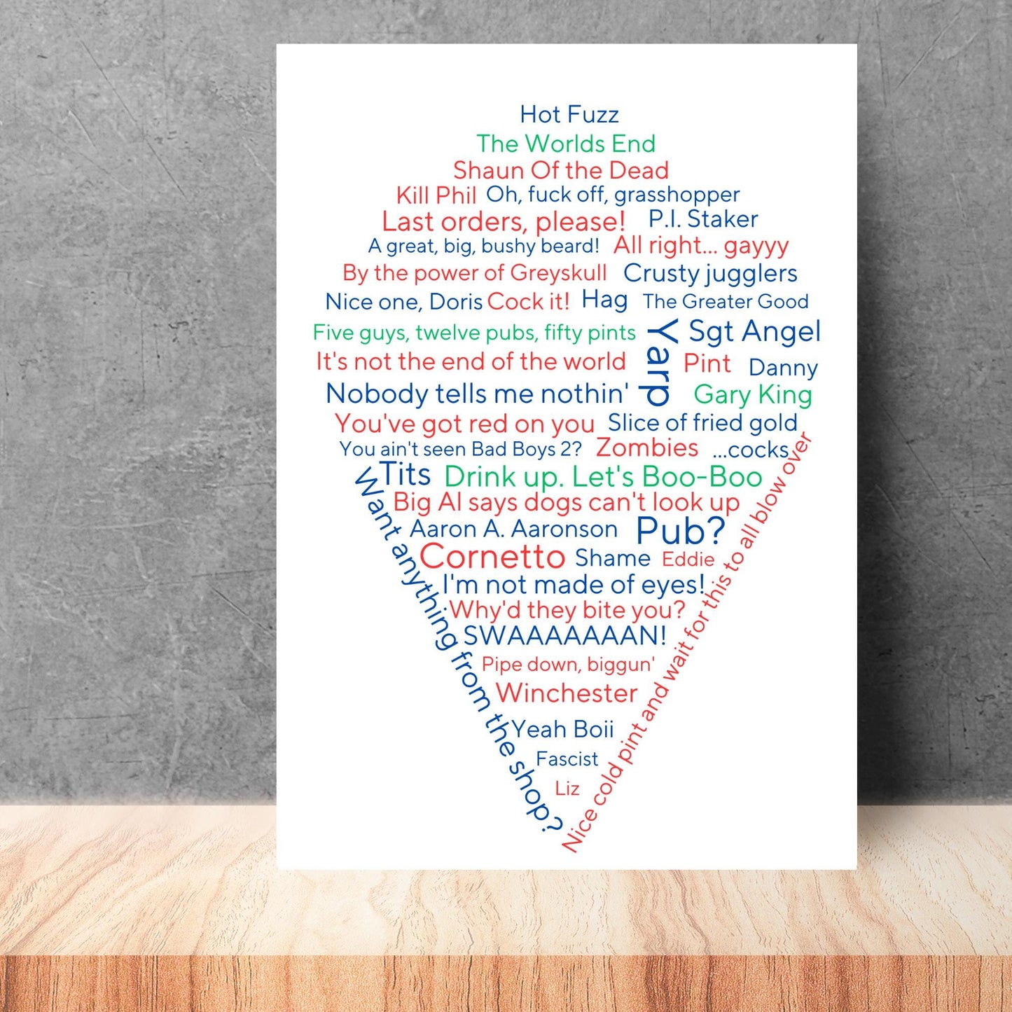 Cornetto Trilogy Wall Art, A4 Print, High Quality Poster, Hot Fuzz Poster, Shaun of the Dead, Worlds End, Edgar Wright Movie Quotes