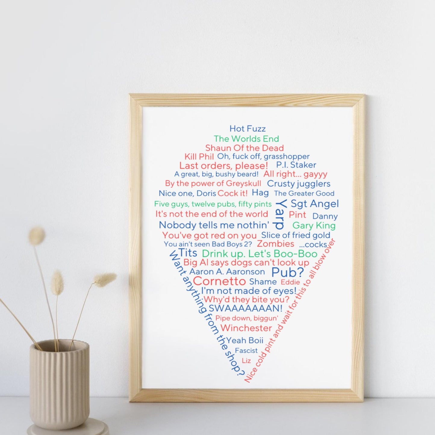 Cornetto Trilogy Wall Art, A4 Print, High Quality Poster, Hot Fuzz Poster, Shaun of the Dead, Worlds End, Edgar Wright Movie Quotes