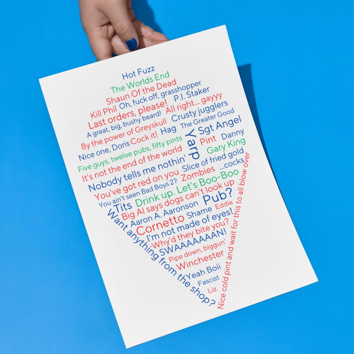 Cornetto Trilogy Wall Art, A4 Print, High Quality Poster, Hot Fuzz Poster, Shaun of the Dead, Worlds End, Edgar Wright Movie Quotes
