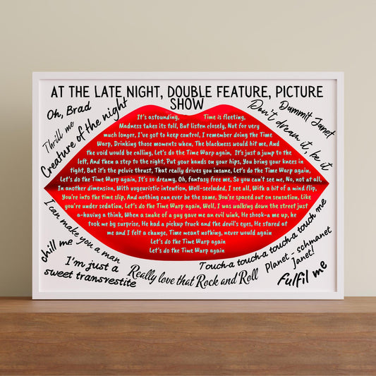 Rocky Horror Picture Show Wall Art, A4 Print, High Quality Poster, Time Warp Lyrics, Movie Quotes, Gothic Decor, Rock Decor, Theatre Art