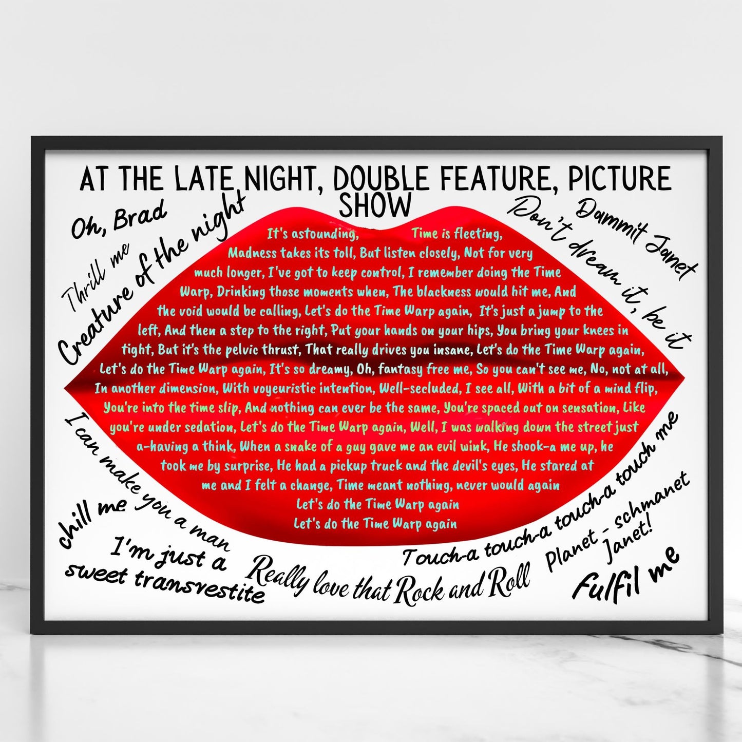 Rocky Horror Picture Show Wall Art, A4 Print, High Quality Poster, Time Warp Lyrics, Movie Quotes, Gothic Decor, Rock Decor, Theatre Art