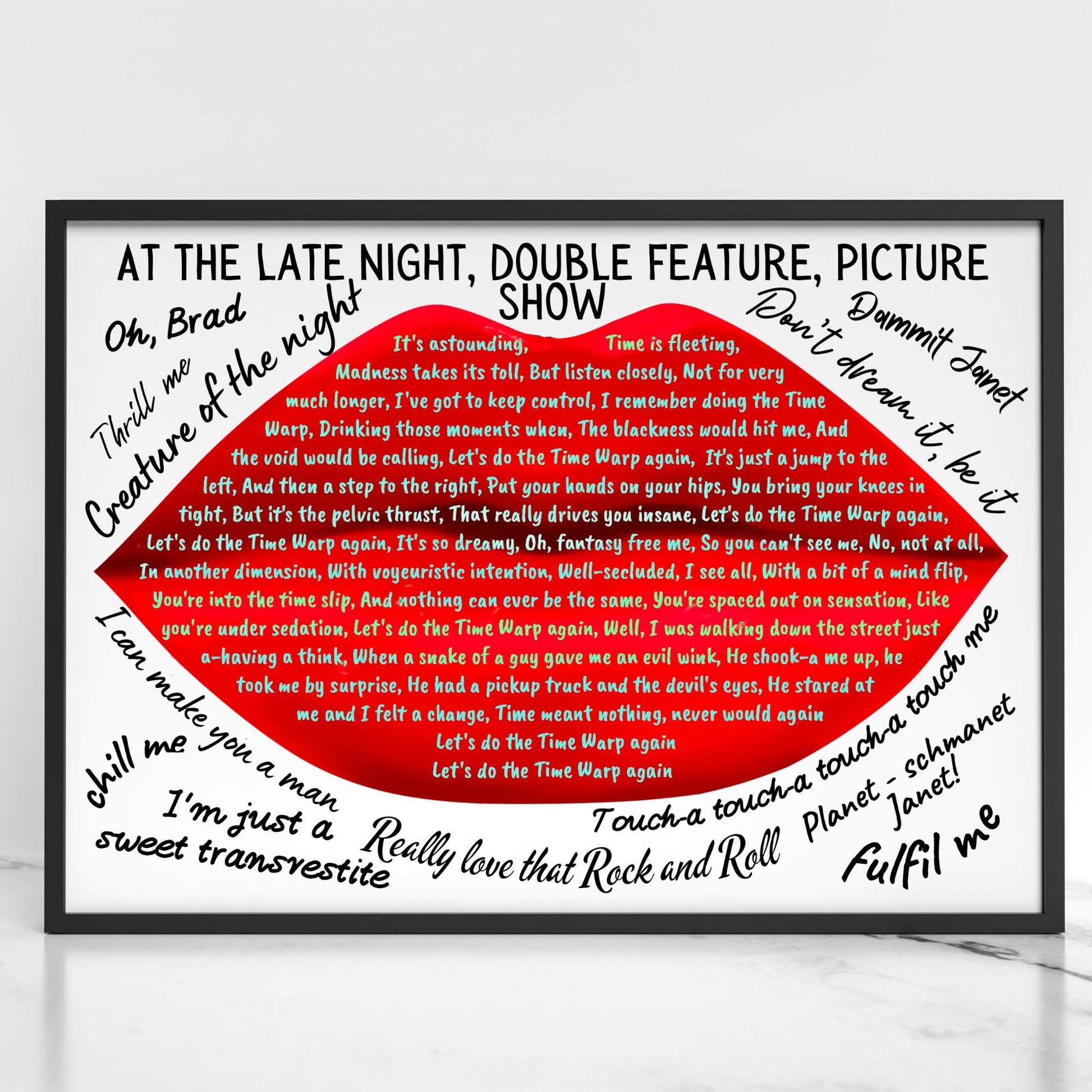 Rocky Horror Picture Show Wall Art, A4 Print, High Quality Poster, Time Warp Lyrics, Movie Quotes, Gothic Decor, Rock Decor, Theatre Art