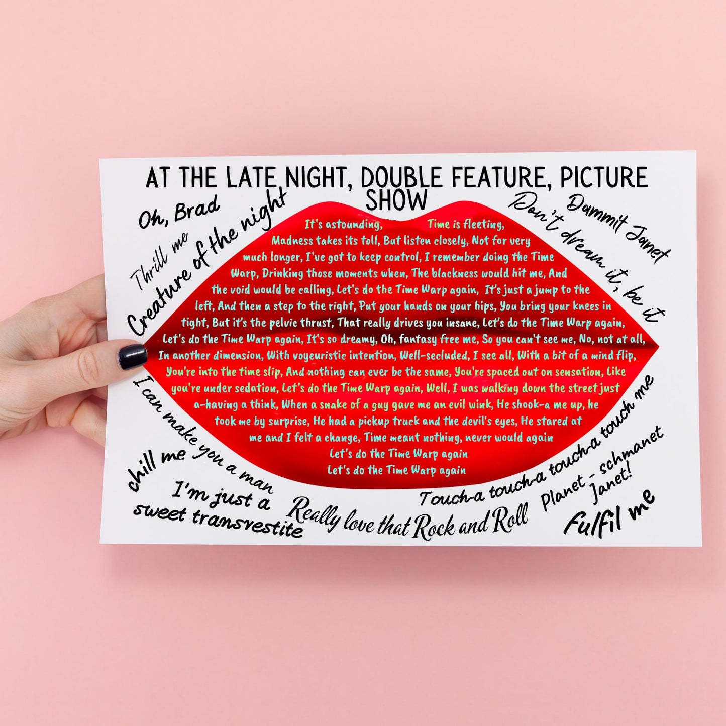 Rocky Horror Picture Show Wall Art, A4 Print, High Quality Poster, Time Warp Lyrics, Movie Quotes, Gothic Decor, Rock Decor, Theatre Art