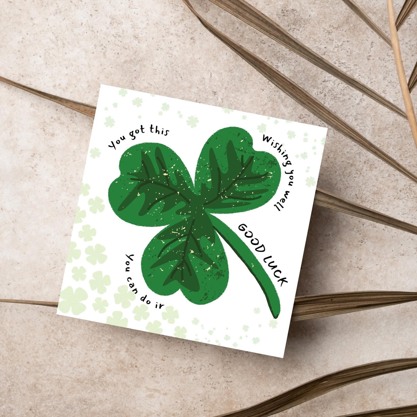 Good Luck Card, Exam Card, Graduation Card, New Job Card, University Card, Good Luck Card for Student, Card for Her, 4 Leaf Clover