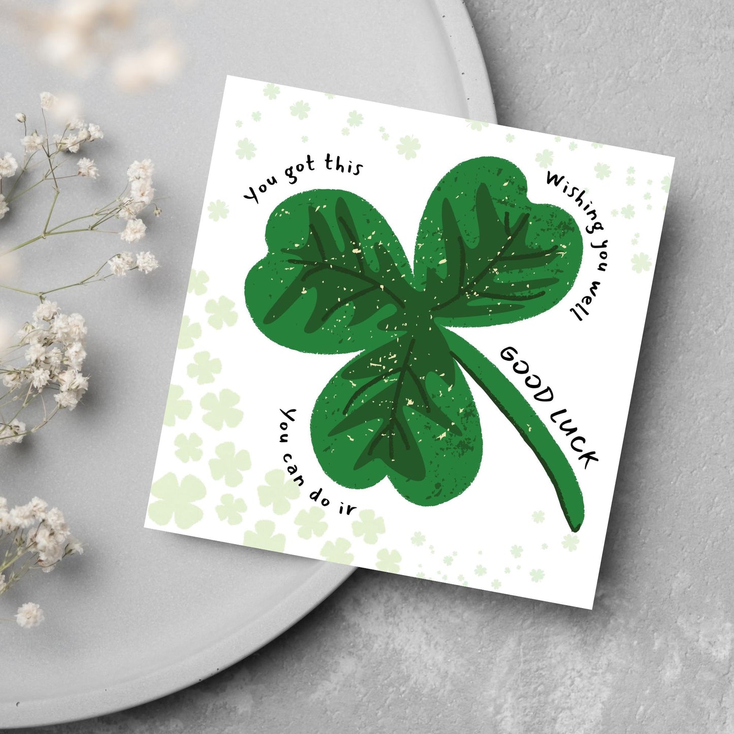 Good Luck Card, Exam Card, Graduation Card, New Job Card, University Card, Good Luck Card for Student, Card for Her, 4 Leaf Clover