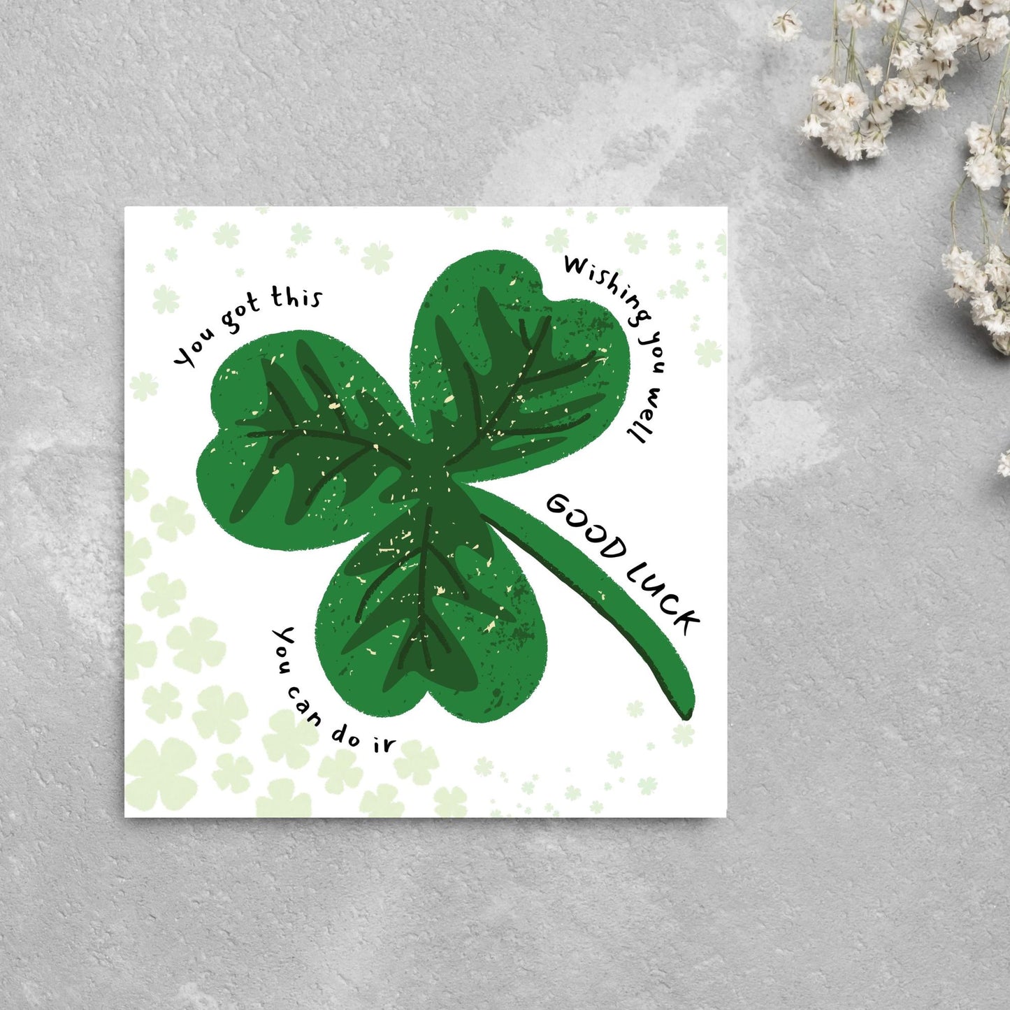 Good Luck Card, Exam Card, Graduation Card, New Job Card, University Card, Good Luck Card for Student, Card for Her, 4 Leaf Clover