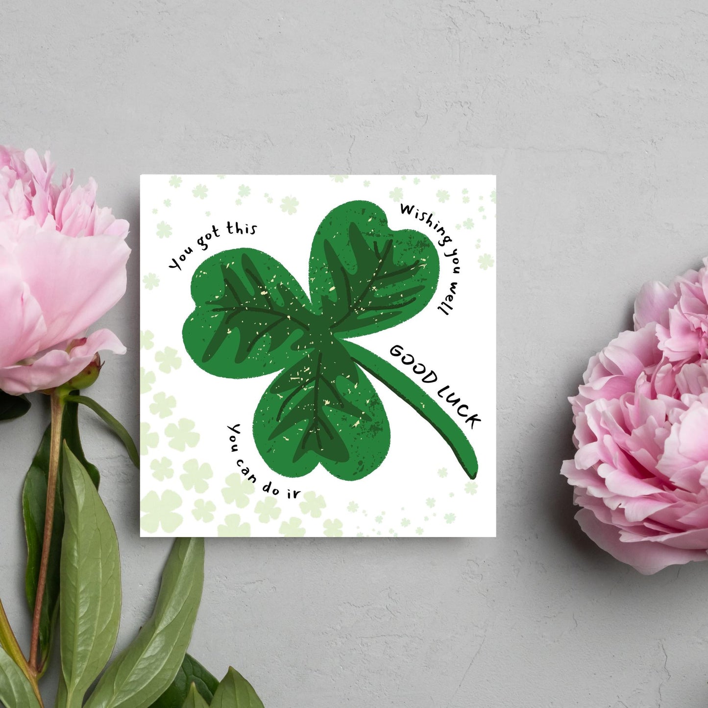 Good Luck Card, Exam Card, Graduation Card, New Job Card, University Card, Good Luck Card for Student, Card for Her, 4 Leaf Clover