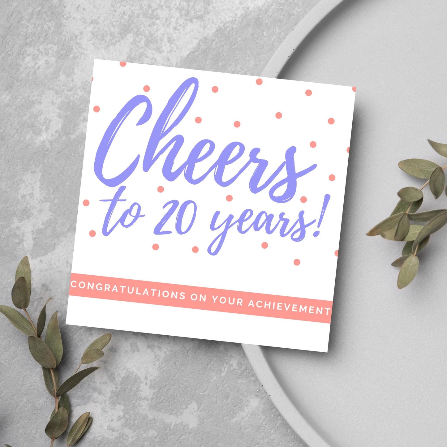 Personalised Cheers Retirement Card, Custom Number Card, Achievement Card, Anniversary Card, 10 Years, 20 Years, 30 Years, 40 Years