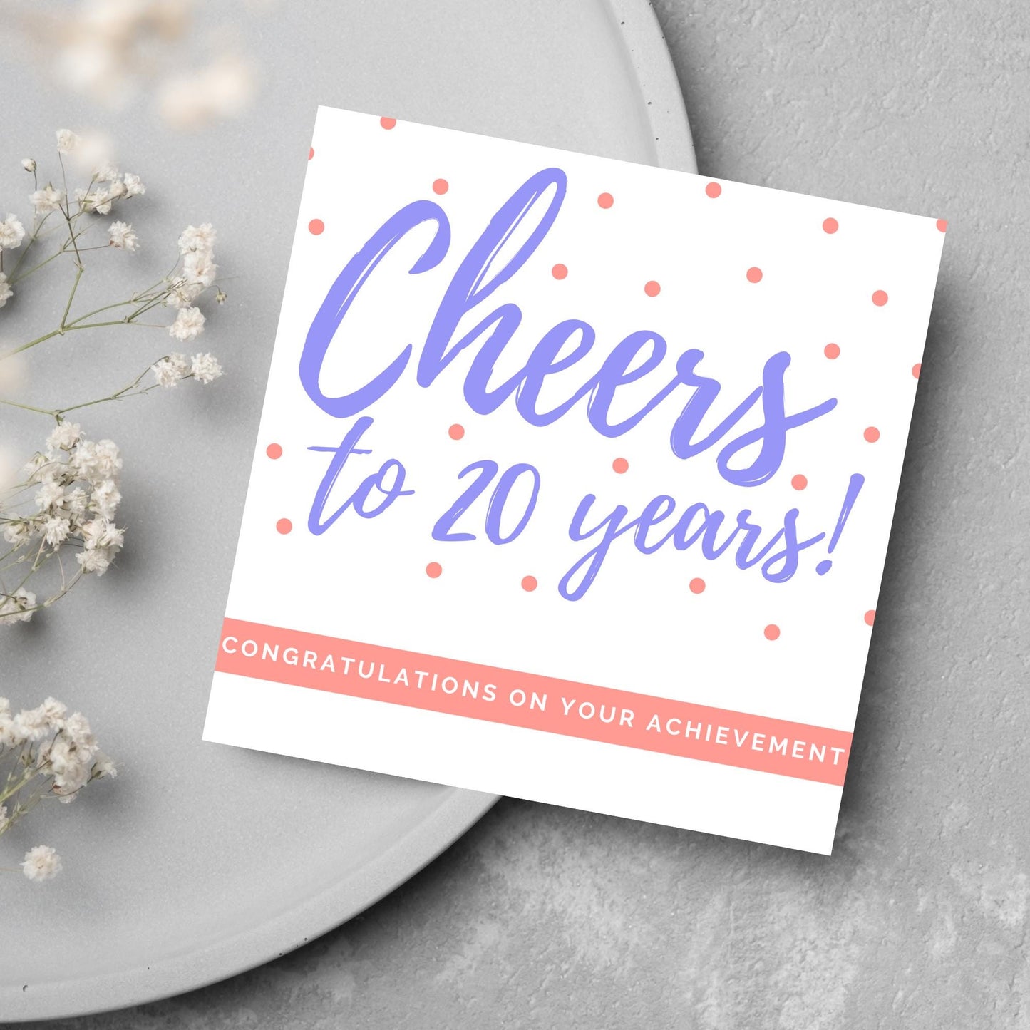 Personalised Cheers Retirement Card, Custom Number Card, Achievement Card, Anniversary Card, 10 Years, 20 Years, 30 Years, 40 Years