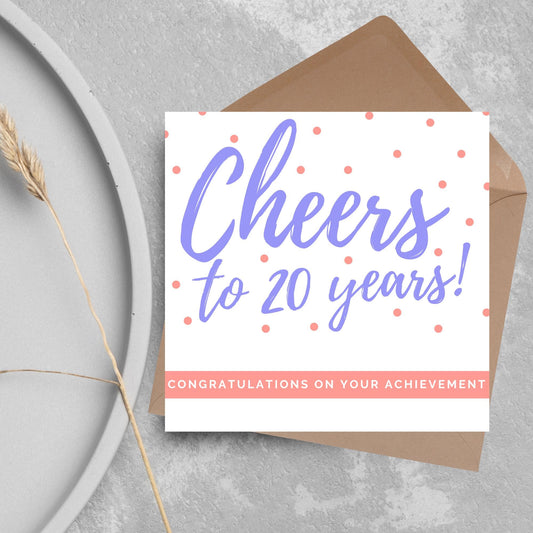 Personalised Cheers Retirement Card, Custom Number Card, Achievement Card, Anniversary Card, 10 Years, 20 Years, 30 Years, 40 Years