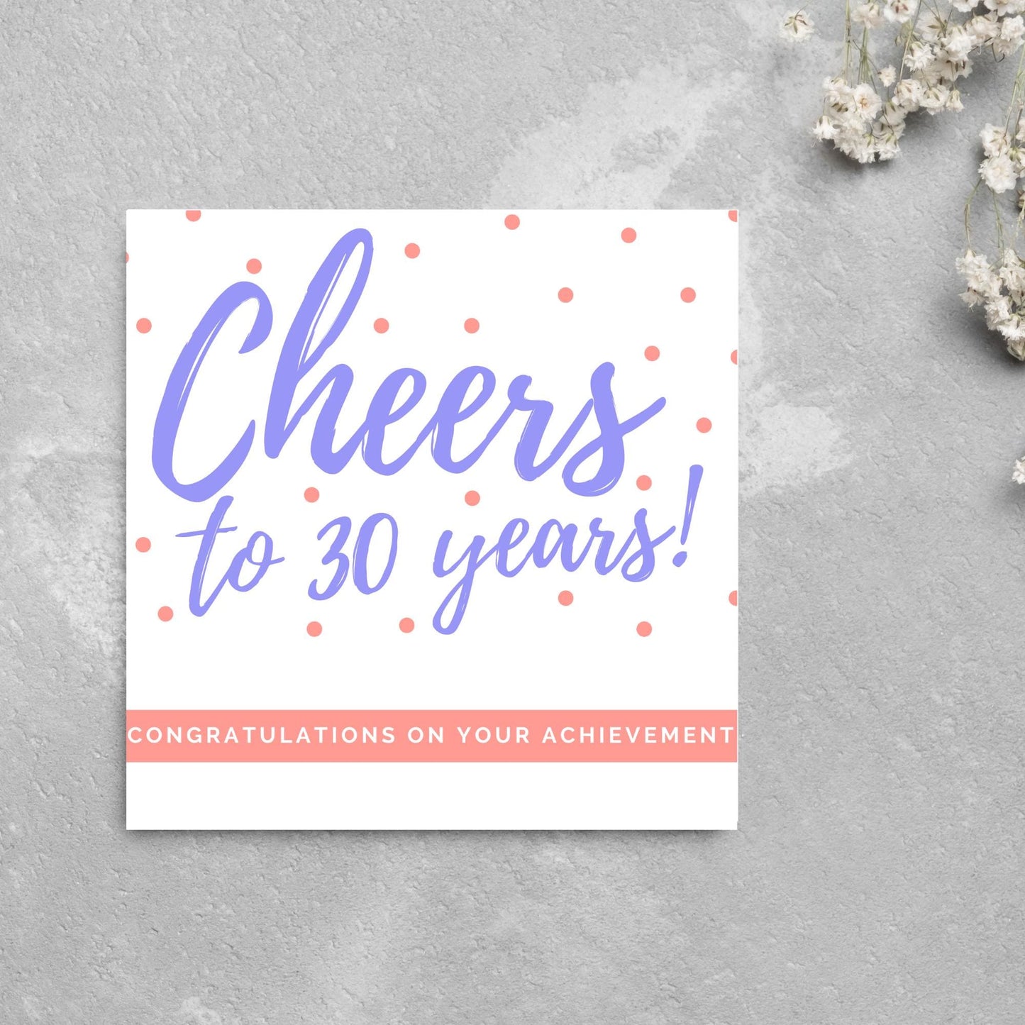 Personalised Cheers Retirement Card, Custom Number Card, Achievement Card, Anniversary Card, 10 Years, 20 Years, 30 Years, 40 Years