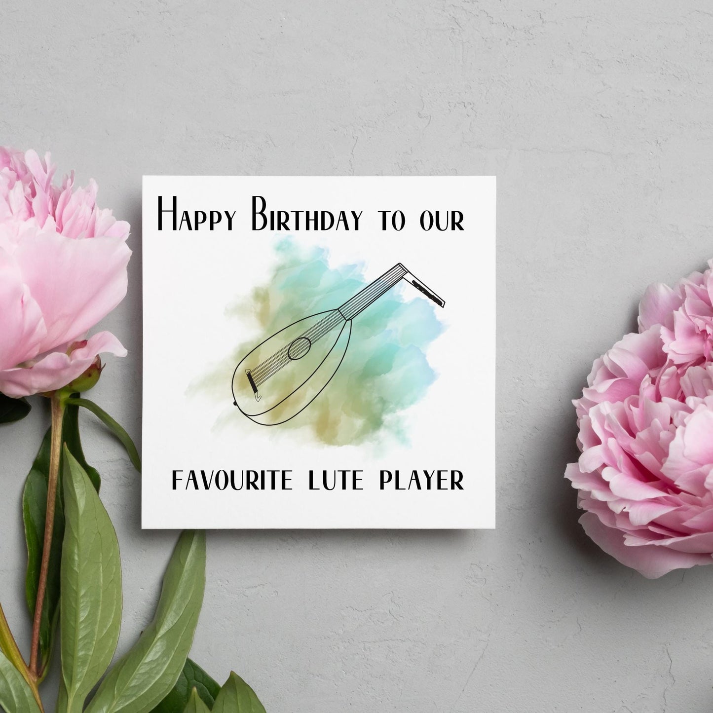 Lute Birthday Card, Happy Birthday, Card for Musician, Card for Him, Card for Her, Country Music Card, Music, Folk Music card, Lute Plater