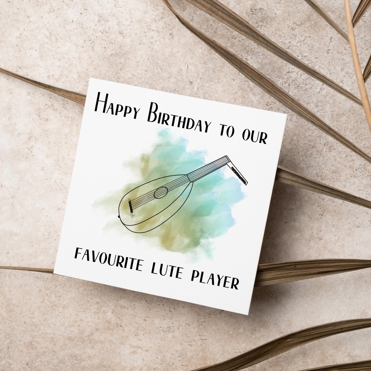 Lute Birthday Card, Happy Birthday, Card for Musician, Card for Him, Card for Her, Country Music Card, Music, Folk Music card, Lute Plater