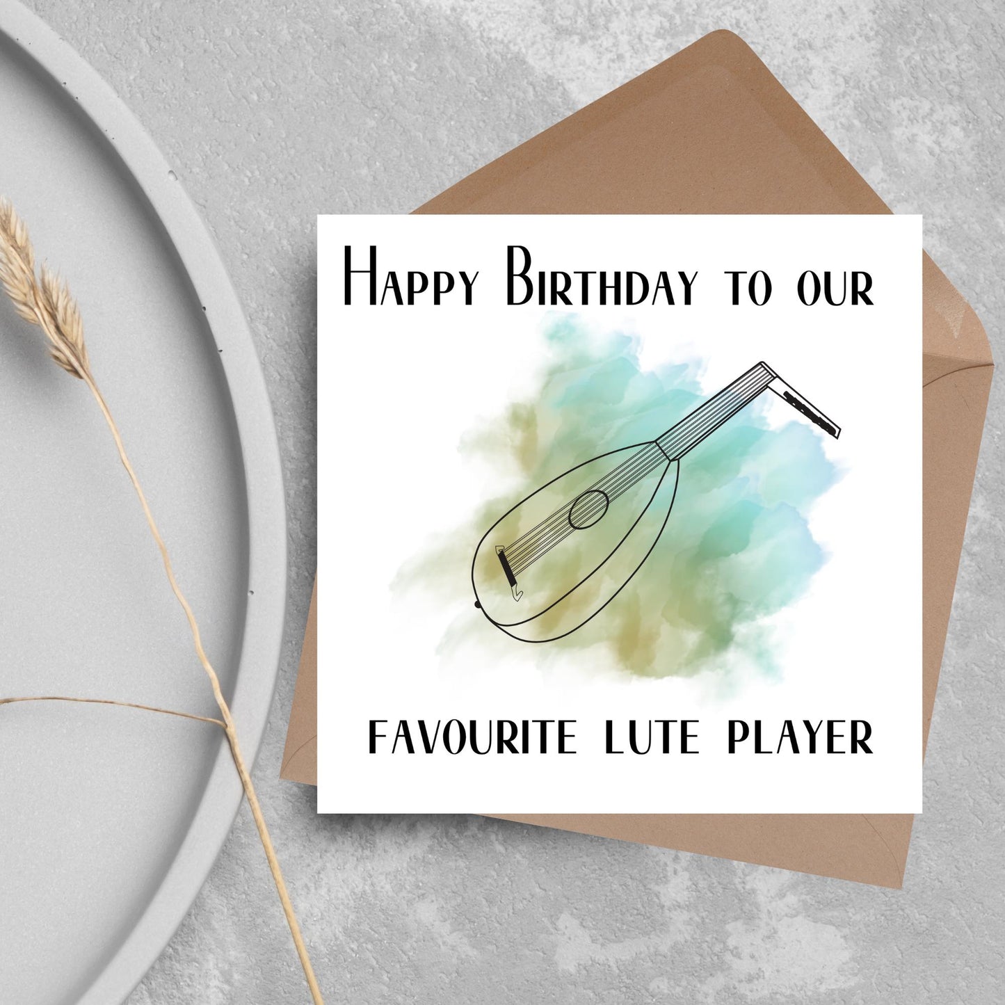 Lute Birthday Card, Happy Birthday, Card for Musician, Card for Him, Card for Her, Country Music Card, Music, Folk Music card, Lute Plater