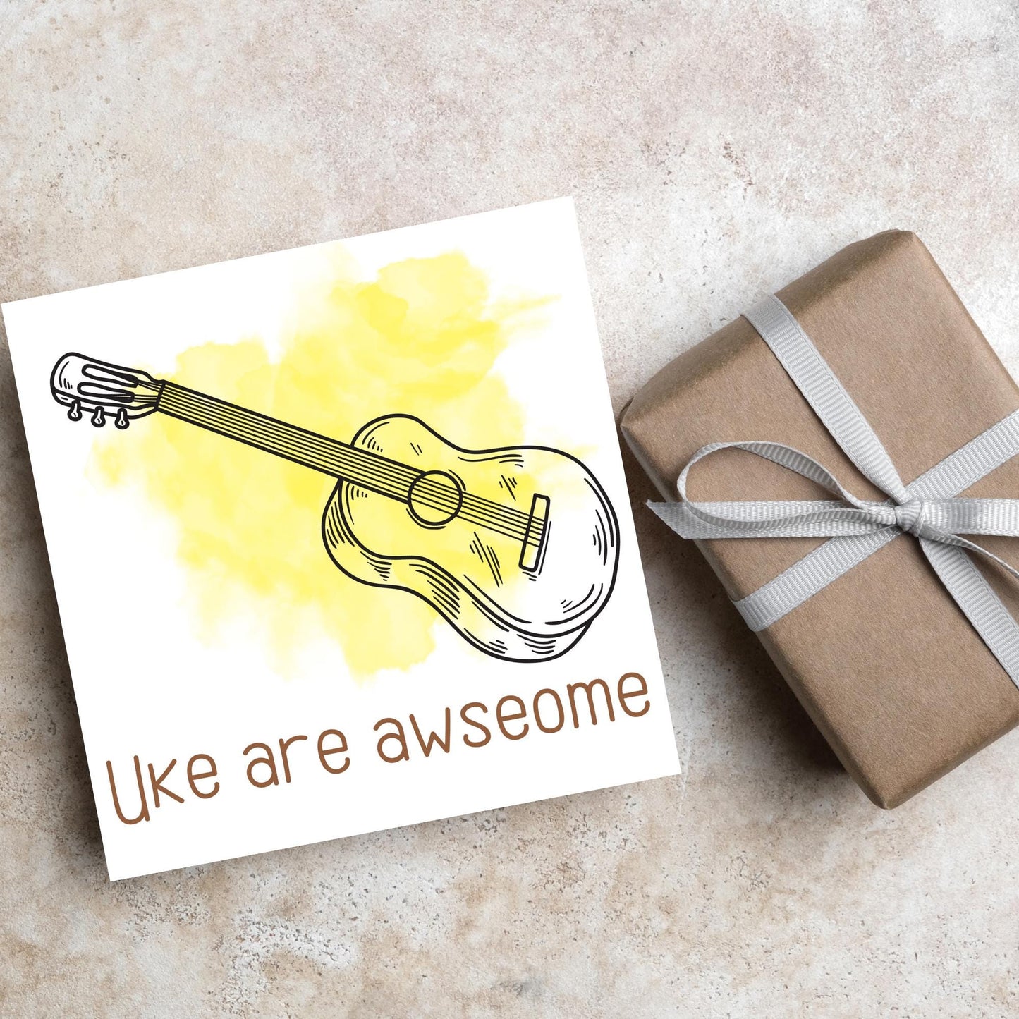 Ukelele Birthday Card, Happy Birthday, Card for Musician, Card for Him, Card for Her, Orchestra Card, Card for Uke Player, Ukelele Card