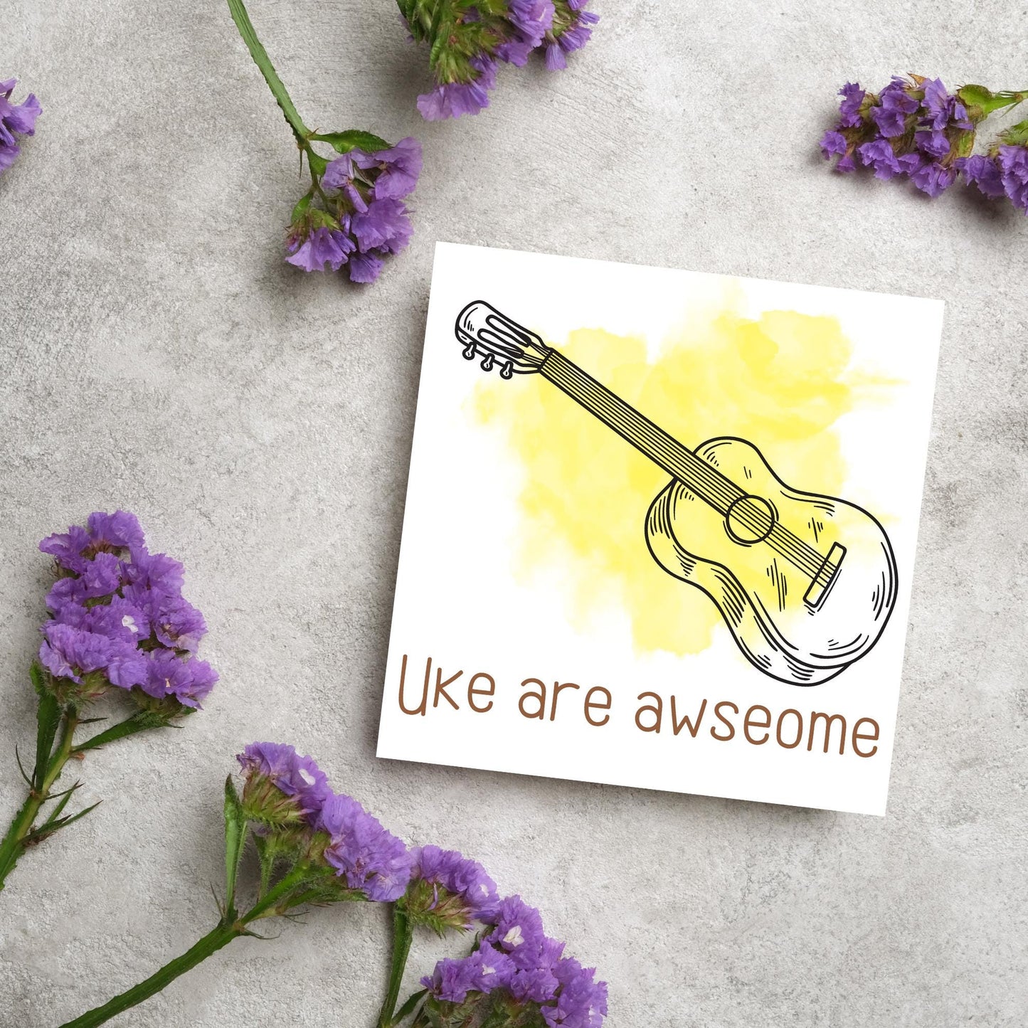 Ukelele Birthday Card, Happy Birthday, Card for Musician, Card for Him, Card for Her, Orchestra Card, Card for Uke Player, Ukelele Card