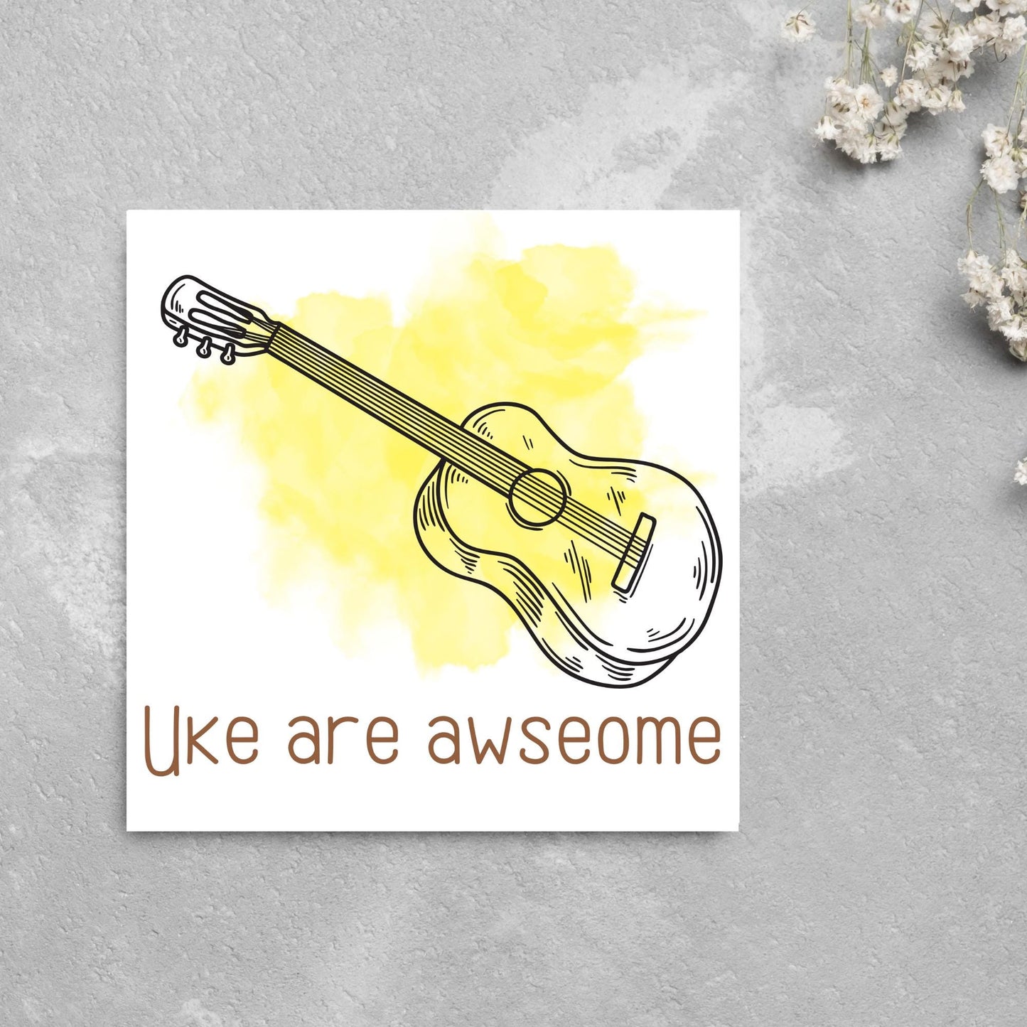 Ukelele Birthday Card, Happy Birthday, Card for Musician, Card for Him, Card for Her, Orchestra Card, Card for Uke Player, Ukelele Card