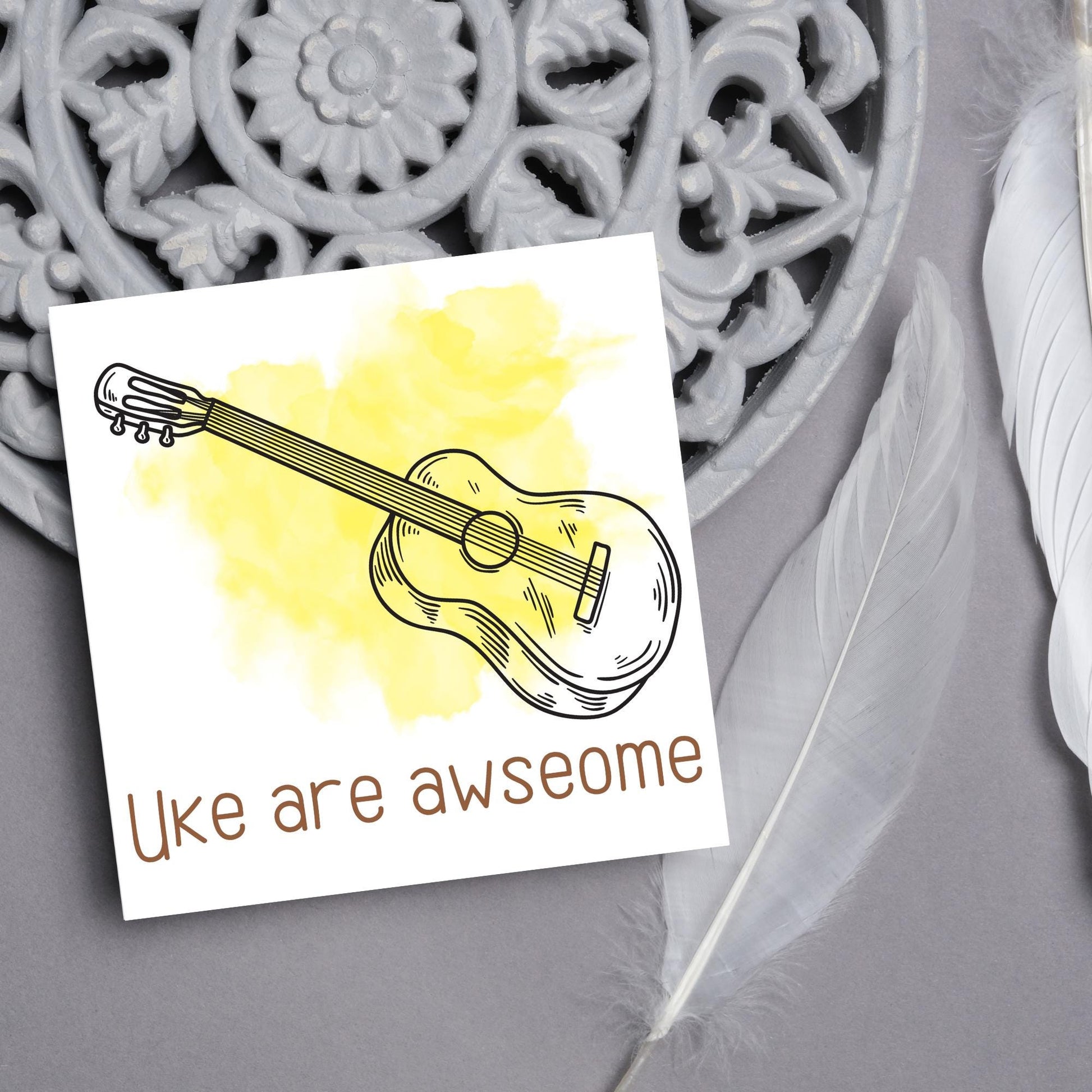 Ukelele Birthday Card, Happy Birthday, Card for Musician, Card for Him, Card for Her, Orchestra Card, Card for Uke Player, Ukelele Card