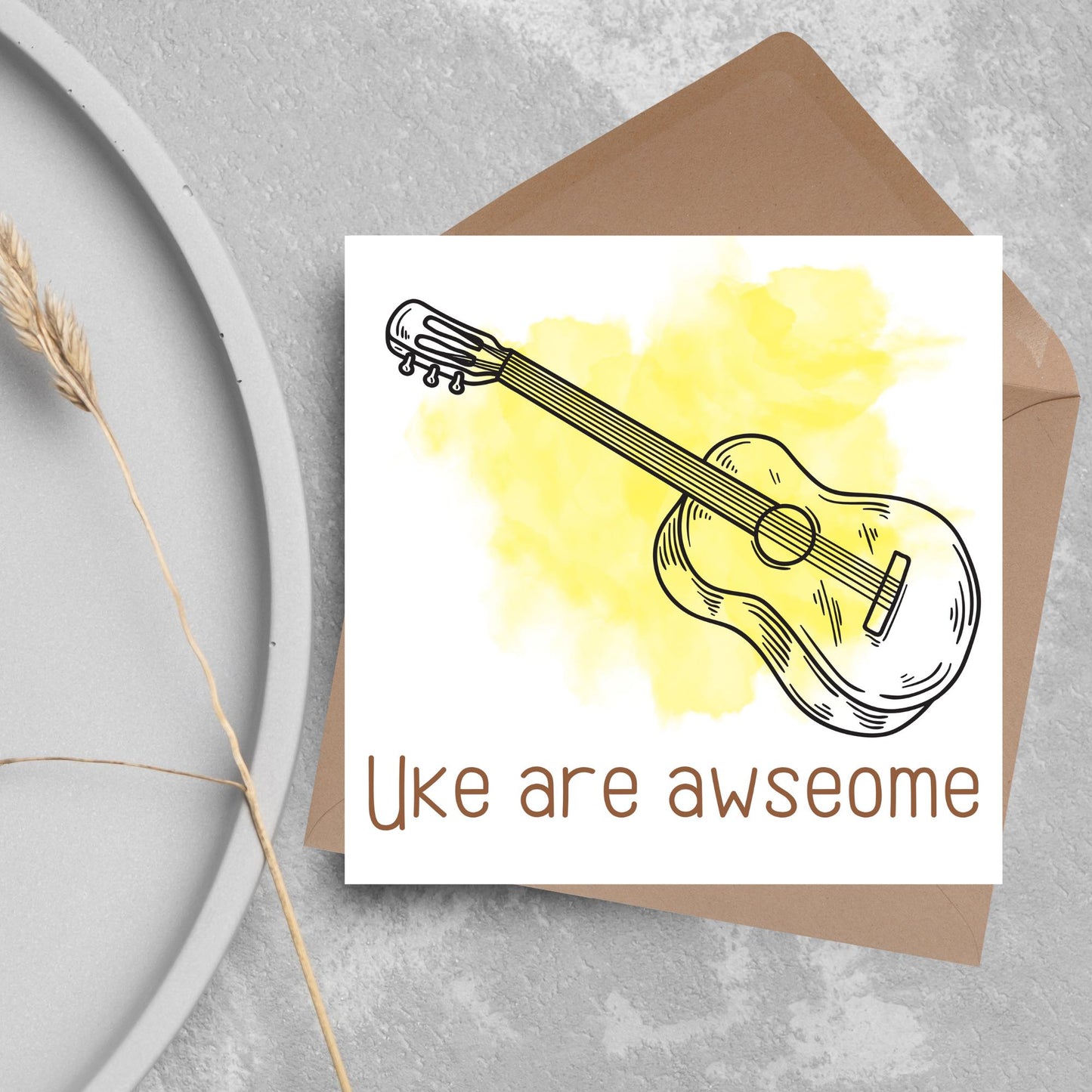 Ukelele Birthday Card, Happy Birthday, Card for Musician, Card for Him, Card for Her, Orchestra Card, Card for Uke Player, Ukelele Card