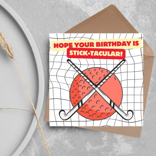 Hockey Birthday Card, Sport Card, Sport Birthday Card, Card for Him, Card for Her, Hockey Stick, Card for Hockey, Field Hockey Card