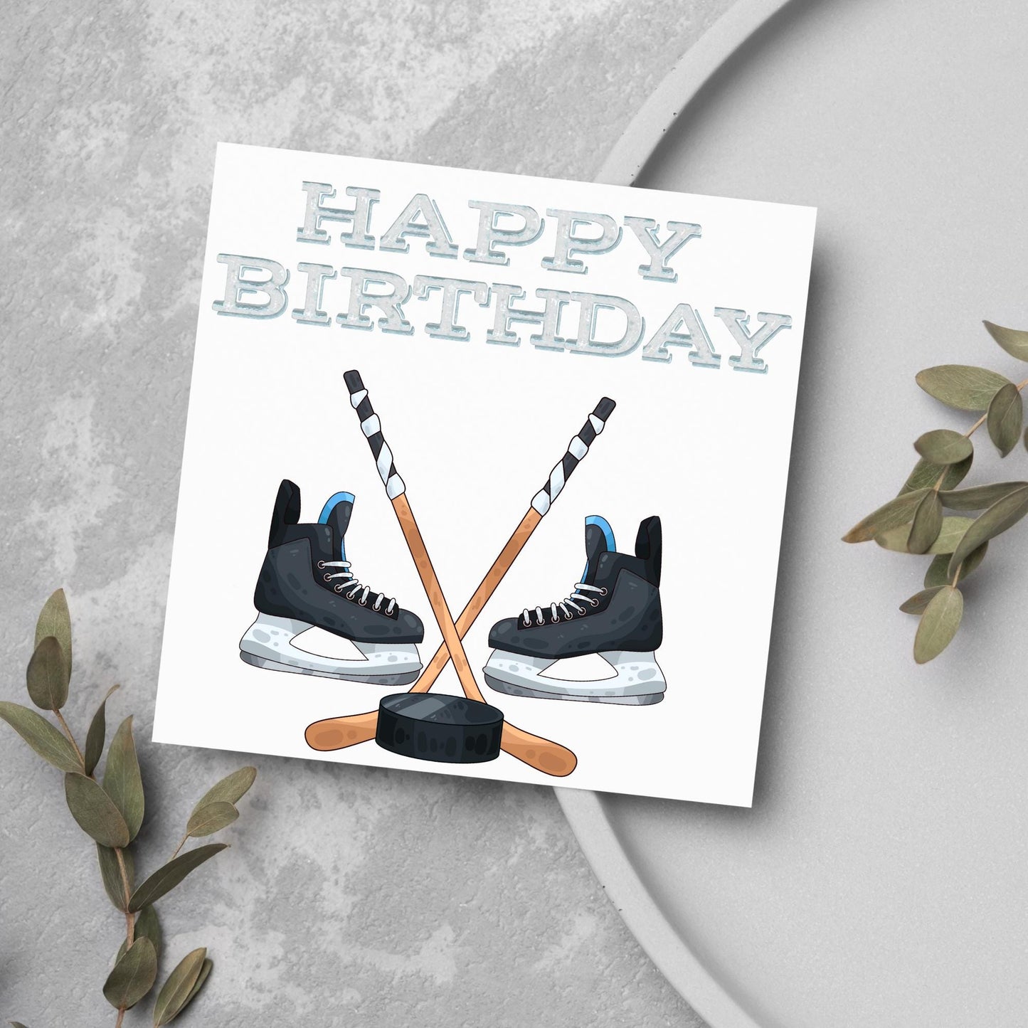 Ice Hockey Birthday Card, Sport Card, Sport Birthday Card, Card for Him, Card for Her, Hockey Stick, Card for Hockey, Ice Hockey Card, Puck