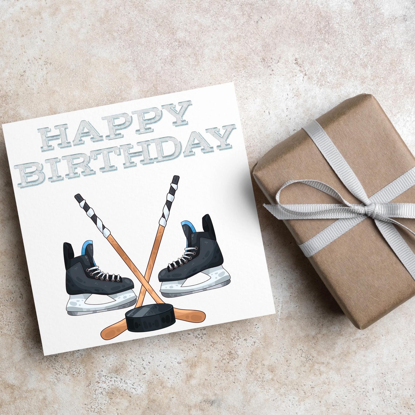 Ice Hockey Birthday Card, Sport Card, Sport Birthday Card, Card for Him, Card for Her, Hockey Stick, Card for Hockey, Ice Hockey Card, Puck