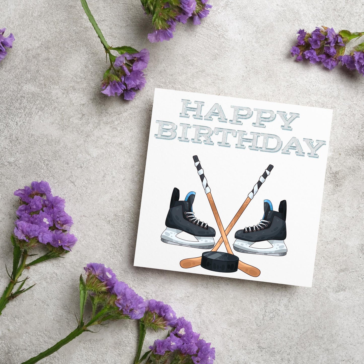 Ice Hockey Birthday Card, Sport Card, Sport Birthday Card, Card for Him, Card for Her, Hockey Stick, Card for Hockey, Ice Hockey Card, Puck