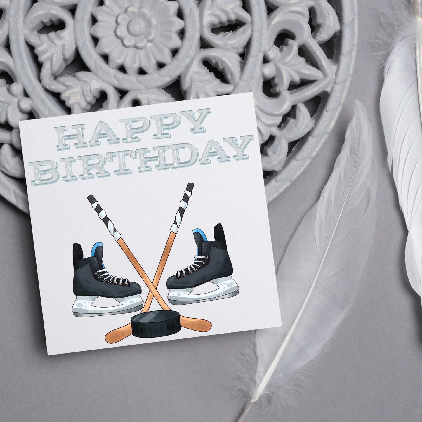 Ice Hockey Birthday Card, Sport Card, Sport Birthday Card, Card for Him, Card for Her, Hockey Stick, Card for Hockey, Ice Hockey Card, Puck