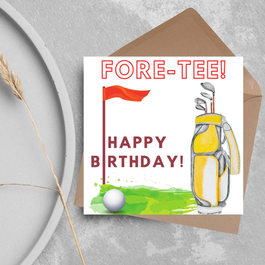Golf 40th Birthday Card, Birthday Card for Golfer, Golfing Card, Golf Card, Golf Club, Golf Tee, Golf Player, Forty Birthday Card