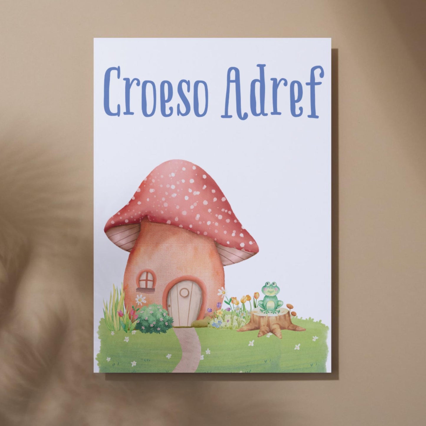 Welsh Language Welcome Home Poster, Croeso Adref, Fairycore Aesthetic Design, Cute Mushroom Wall Art, Welsh Home, A4 Print, Cottagecore