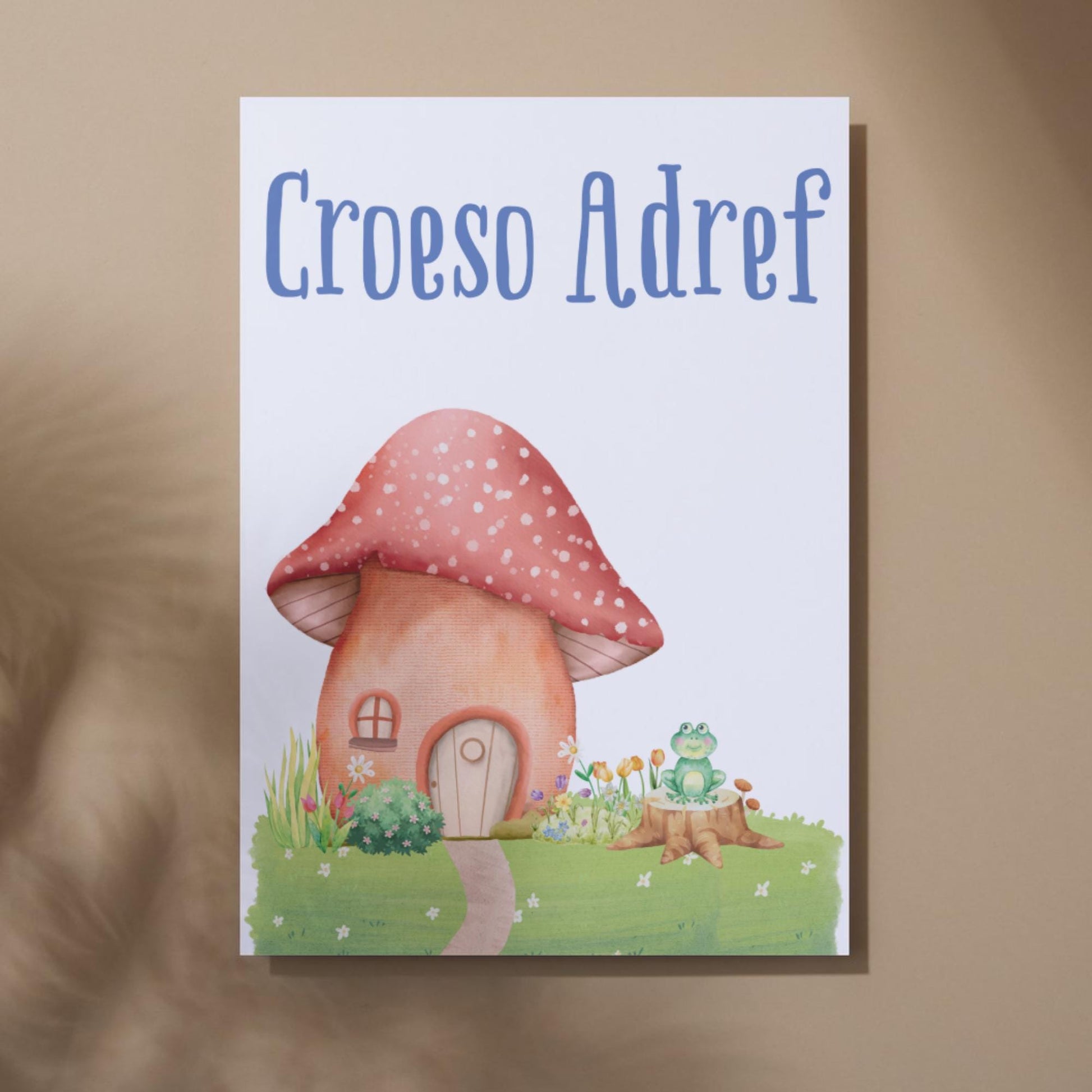 Welsh Language Welcome Home Poster, Croeso Adref, Fairycore Aesthetic Design, Cute Mushroom Wall Art, Welsh Home, A4 Print, Cottagecore