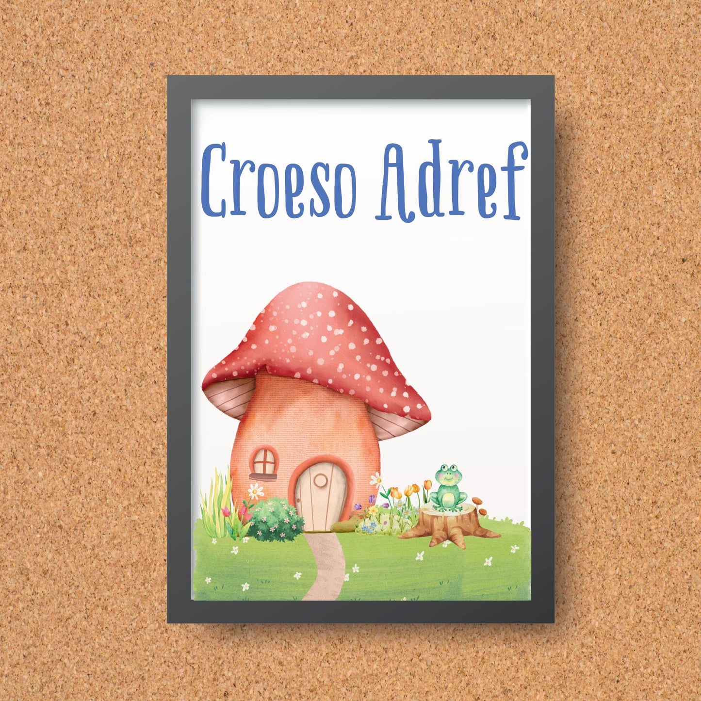 Welsh Language Welcome Home Poster, Croeso Adref, Fairycore Aesthetic Design, Cute Mushroom Wall Art, Welsh Home, A4 Print, Cottagecore