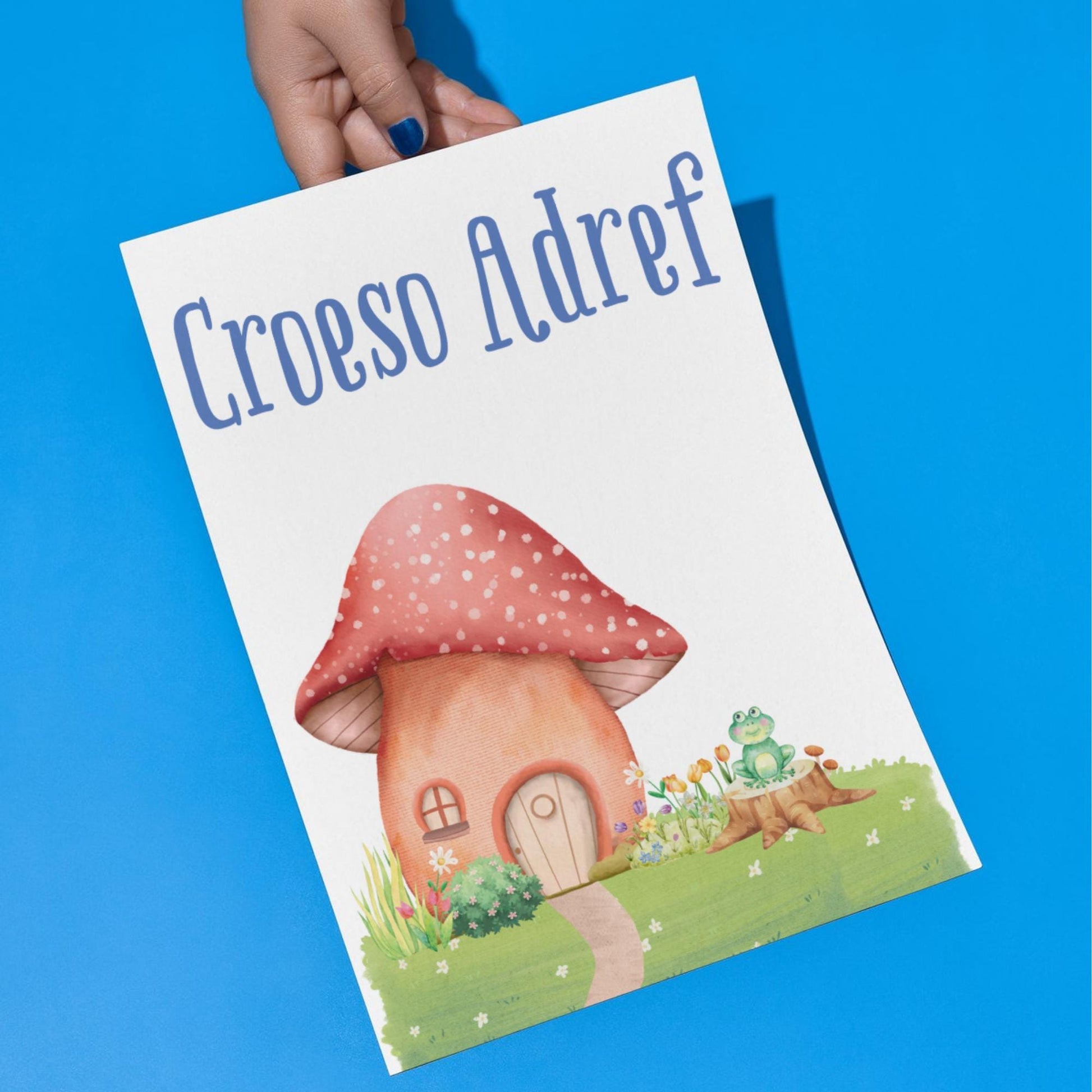 Welsh Language Welcome Home Poster, Croeso Adref, Fairycore Aesthetic Design, Cute Mushroom Wall Art, Welsh Home, A4 Print, Cottagecore