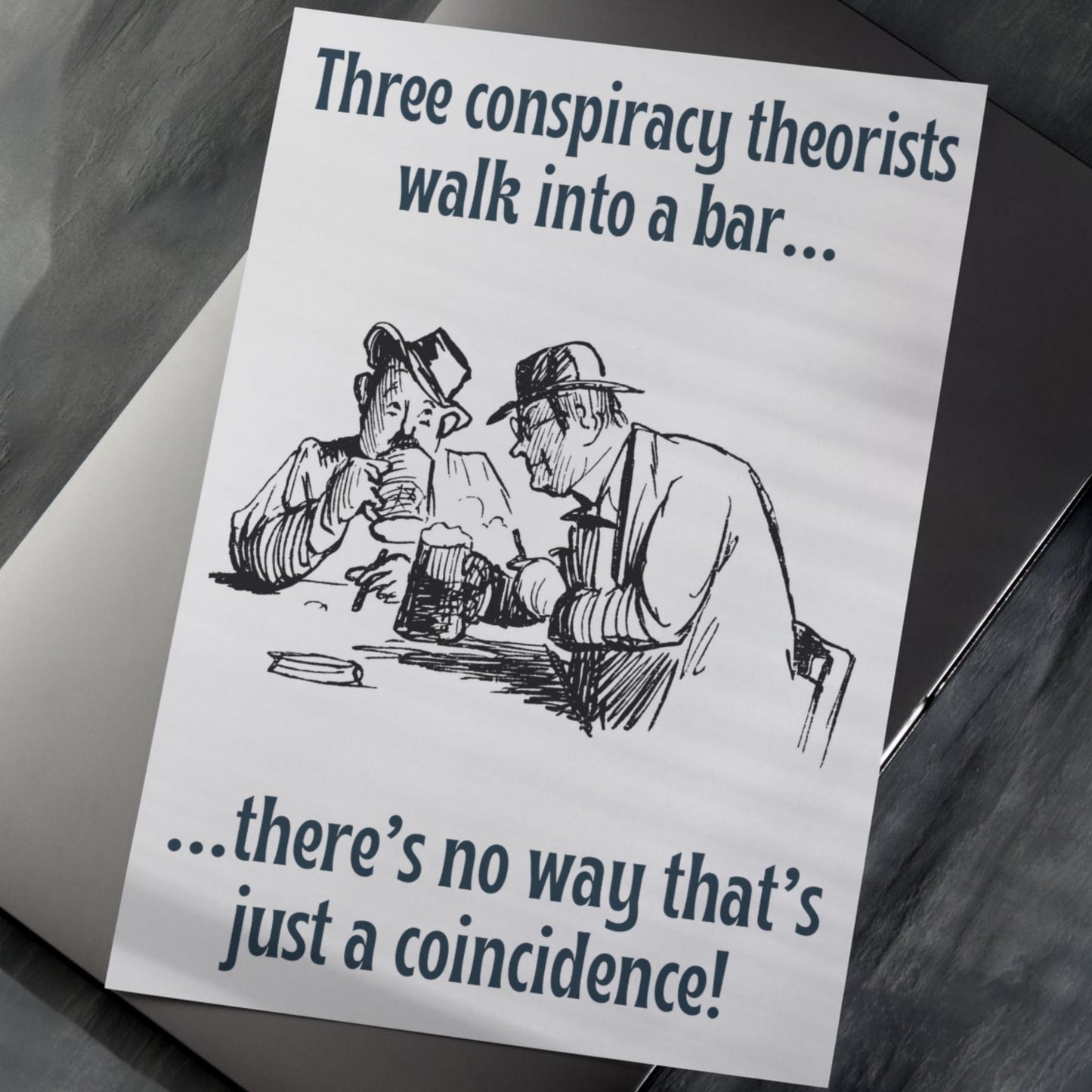 Conspiracy Theory A4 Print, High Quality Wall Art, Bar Wall Art, Funny Cartoon Poster, Dad Joke Poster, Home Bar Decor, Gift for Dad