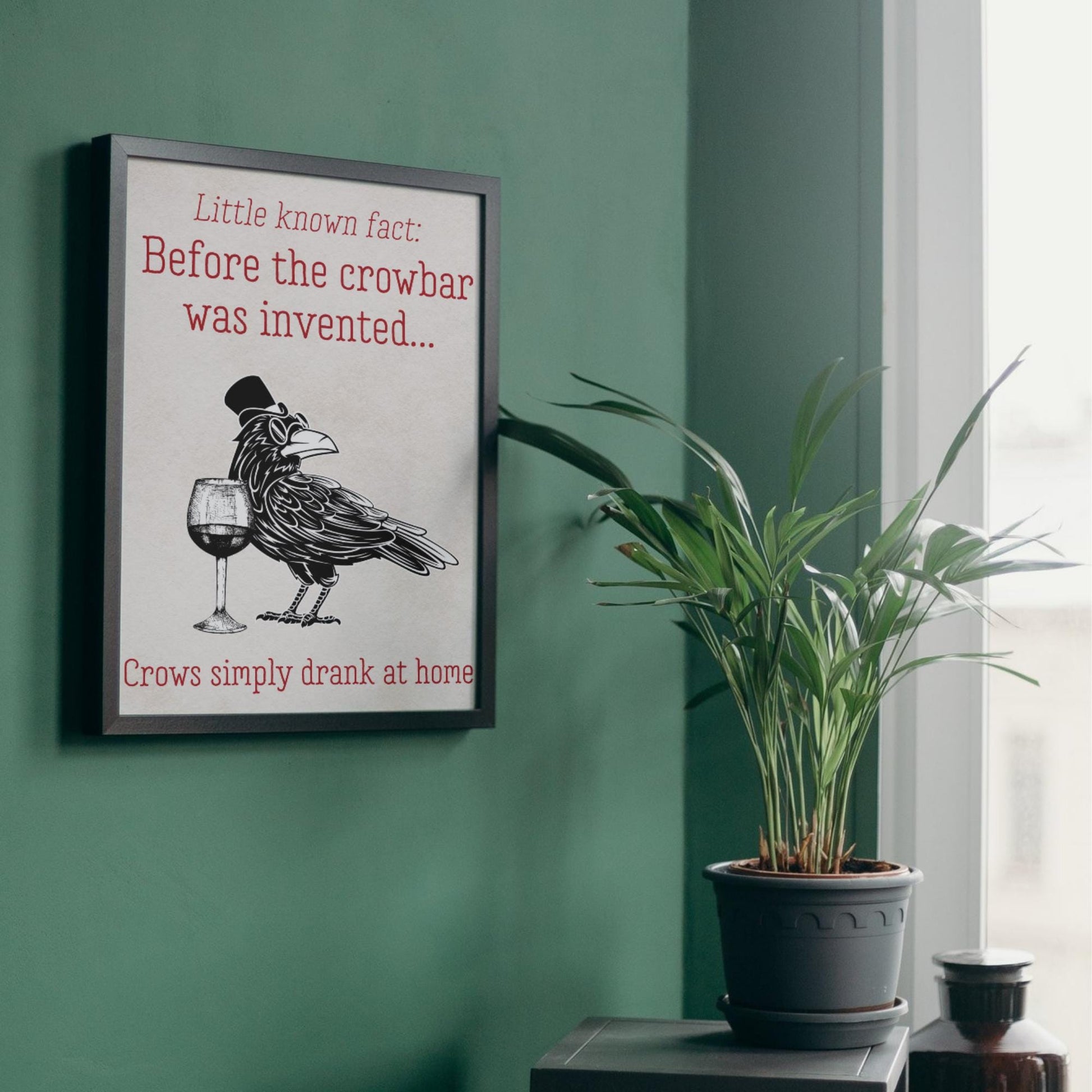 Crow Design A4 Print, High Quality Wall Art, Bar Wall Art, Funny Cartoon Poster, Dad Joke Poster, Home Bar Decor, Gift for Dad