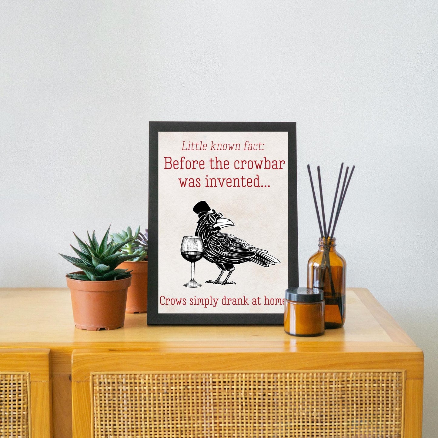 Crow Design A4 Print, High Quality Wall Art, Bar Wall Art, Funny Cartoon Poster, Dad Joke Poster, Home Bar Decor, Gift for Dad