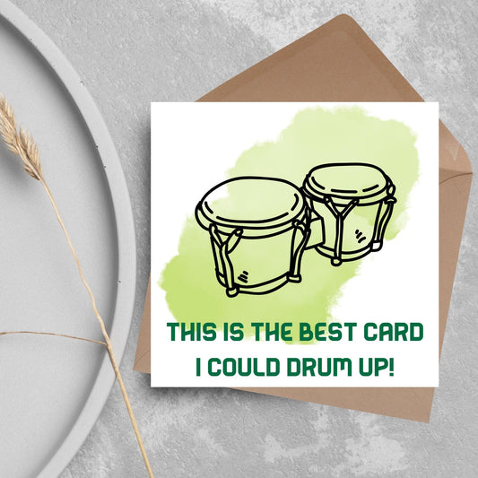 Bongo Birthday Card, Drums Birthday Card, Drummer Birthday Card, Musician Birthday Card, Happy Birthday Card, Card for Son, Card For Friend
