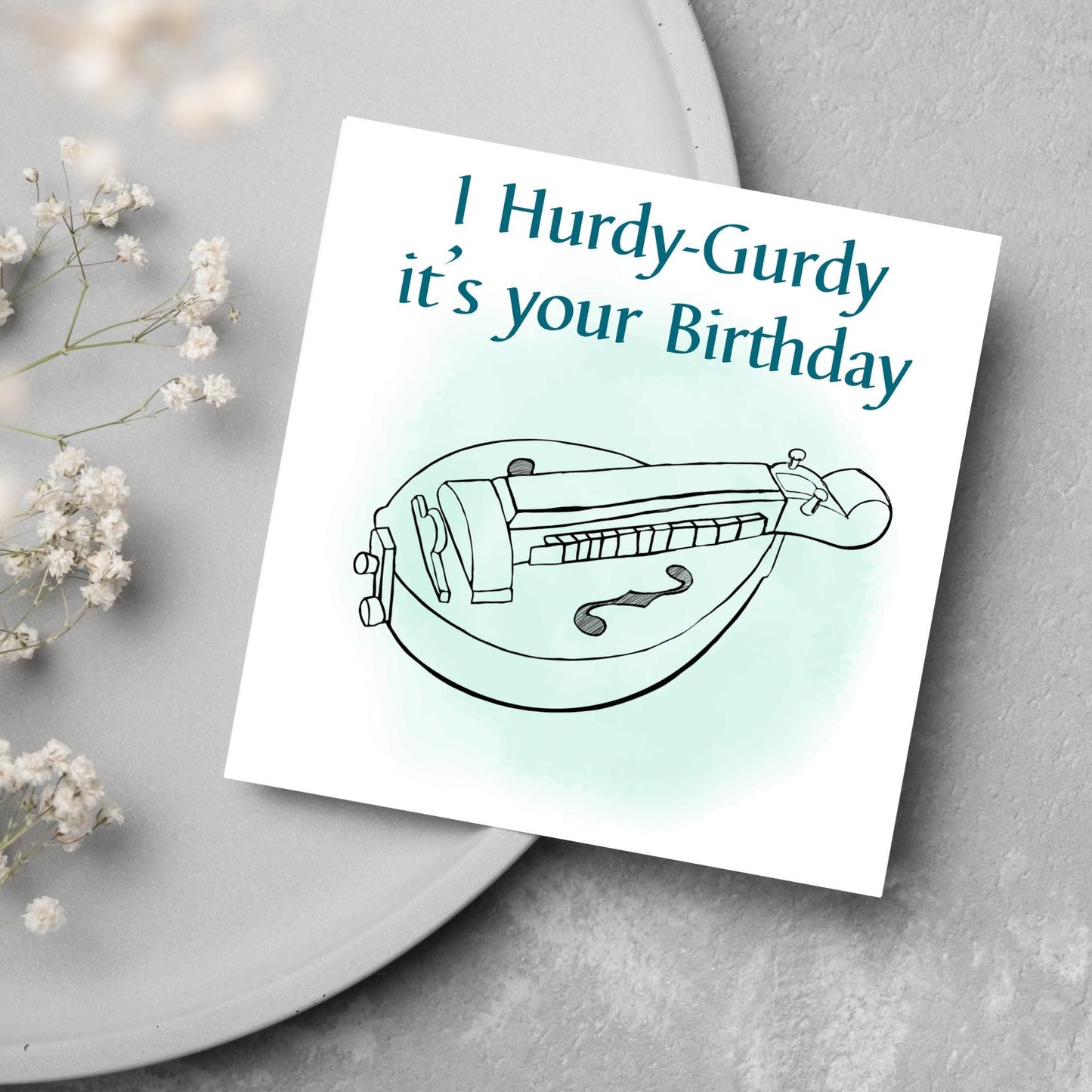 Hurdy-Gurdy Birthday Card, Happy Birthday, Card for Musician, Card for Him, Card for Her, Orchestra Music Card, Music, Hurdy Gurdy Birthday