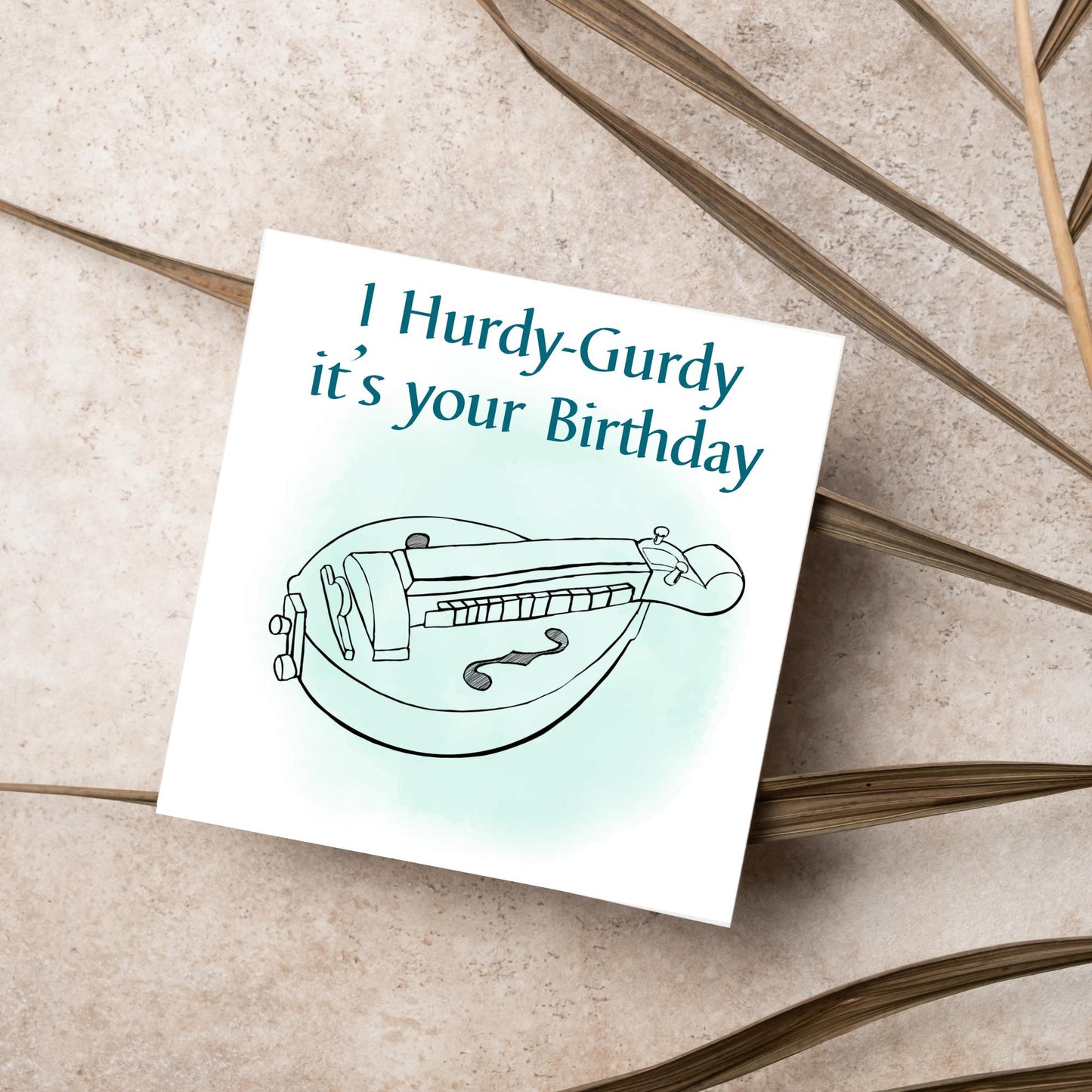Hurdy-Gurdy Birthday Card, Happy Birthday, Card for Musician, Card for Him, Card for Her, Orchestra Music Card, Music, Hurdy Gurdy Birthday